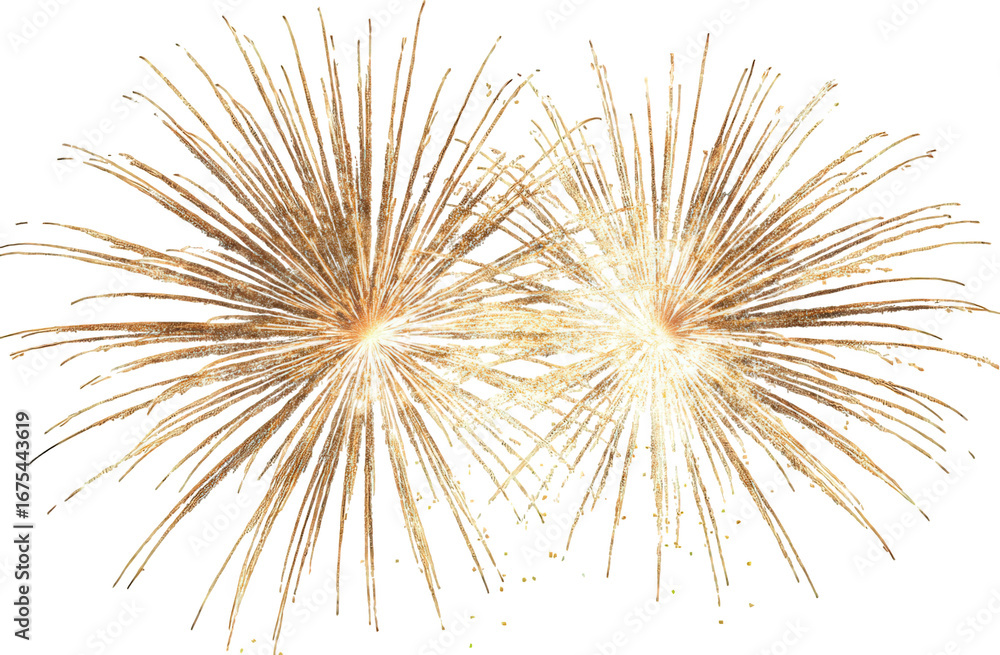 Obraz premium Golden Fireworks Display Against Black Background
