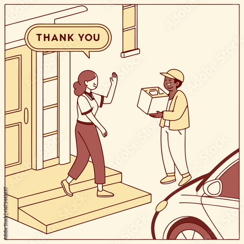 Woman Receiving Package Delivery at Home