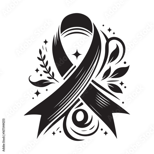 Ribbon Label Emblem Retro Silhouette