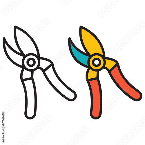 Garden Pruning scissors vector icon .