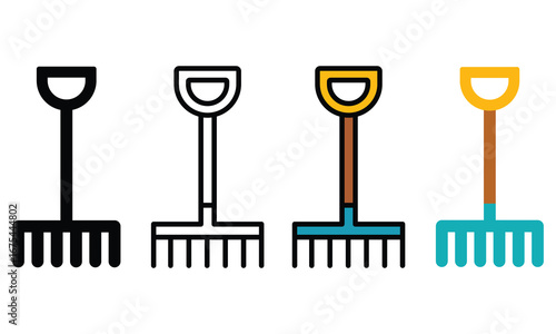 Rake vector icons.gardening tools icons.