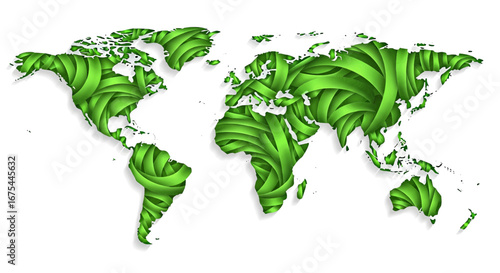 A vibrant green world map representing global interconnectedness and collective well-being, highlighting unity and support for world mental health awareness day initiatives
