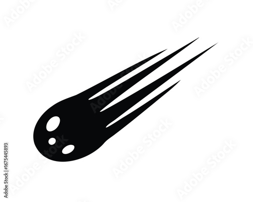 Stylized vector illustration of a falling comet or meteor with vapor trails