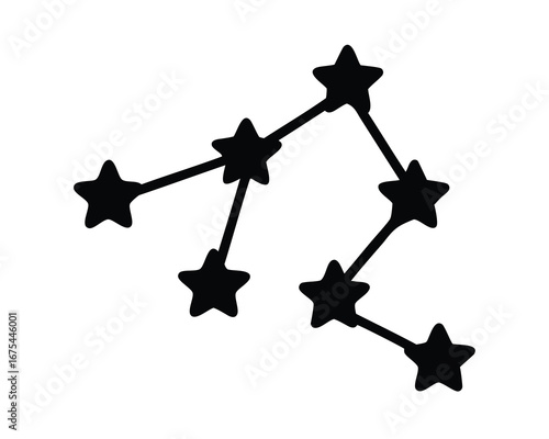 Simple Black and White Star Constellation Diagram on a White Background