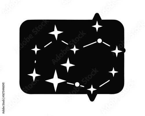 Black constellation icon on a white background evokes mystery and wonder
