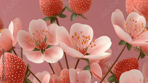 Pink and white tulips bloom in spring