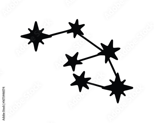 Silhouette of a Connected Star Constellation Against White Background for Space Theme