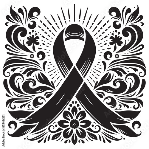 Ribbon Label Emblem Retro Silhouette
