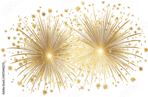 Golden Fireworks Explosion on Black Background