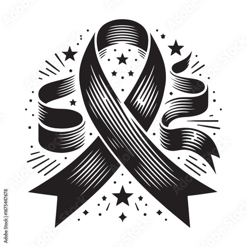 Ribbon Label Emblem Retro Silhouette