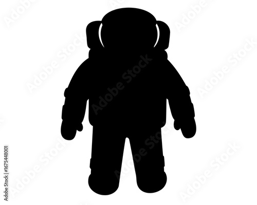 Black silhouette of an astronaut in a space suit standing upright