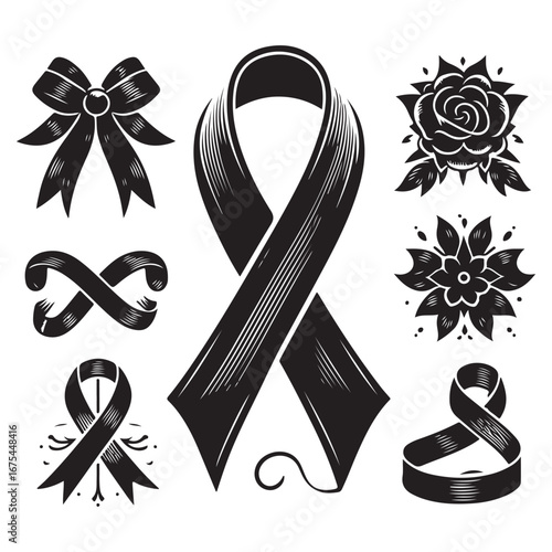 Ribbon Label Emblem Retro Silhouette