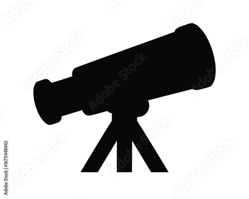 Silhouette of a Telescope on a Tripod, Ideal for Stargazing and Astronomy