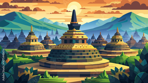 Borobudur, Indonesia
Tiered terraces adorned with carved stone reliefs spiral upward toward the sky, crowned by stupas, Borobudur radiates spiritual harmony and artistic brilliance amidst Java’s lush 