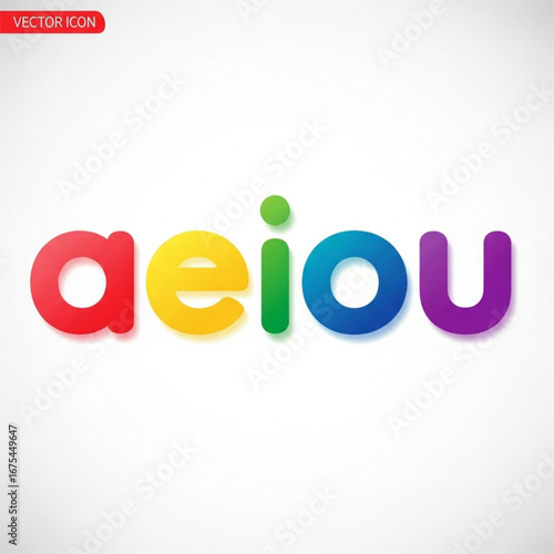 English Vowels Vector Icon Set: Minimalist A, E, I, O, U Letters for Education, Language Learning, and Typography Design