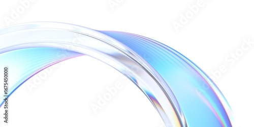 Carta da parati Abstract minimalist design, curved glass shape, 3d render