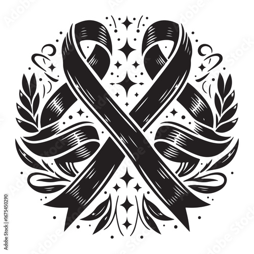 Ribbon Label Emblem Retro Silhouette