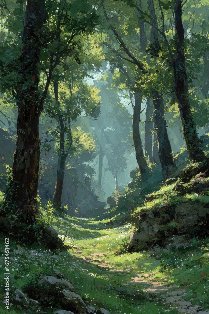 Obraz premium Sunlit forest path