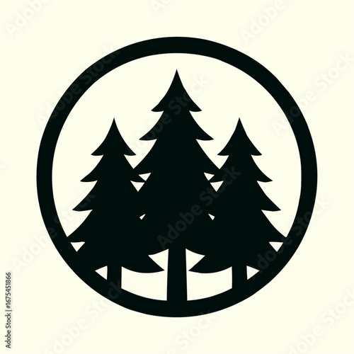 A vibrant vector set of Christmas tree icons and holiday winter fir decorations with snow