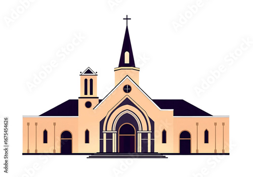 Wallpaper Mural An Elegant and Serene New Vector Illustration of a Beautiful Old Church, Blending a Traditional Structure with a Modern and Minimalist Style. Torontodigital.ca