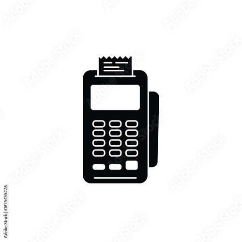 Black payment terminal with receipt white