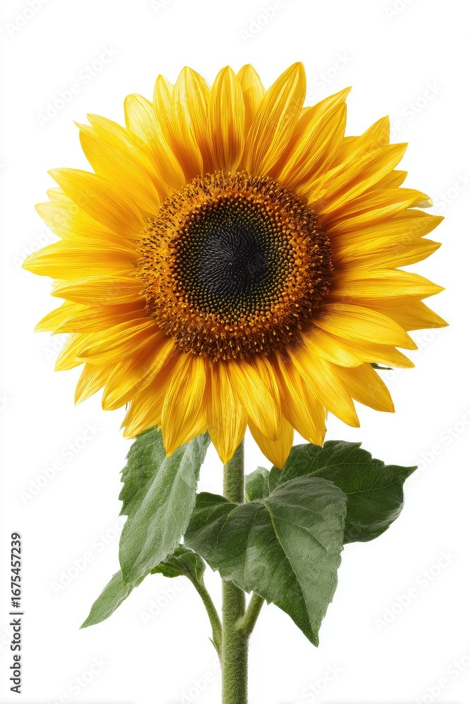 Obraz premium Single sunflower against white background (2)