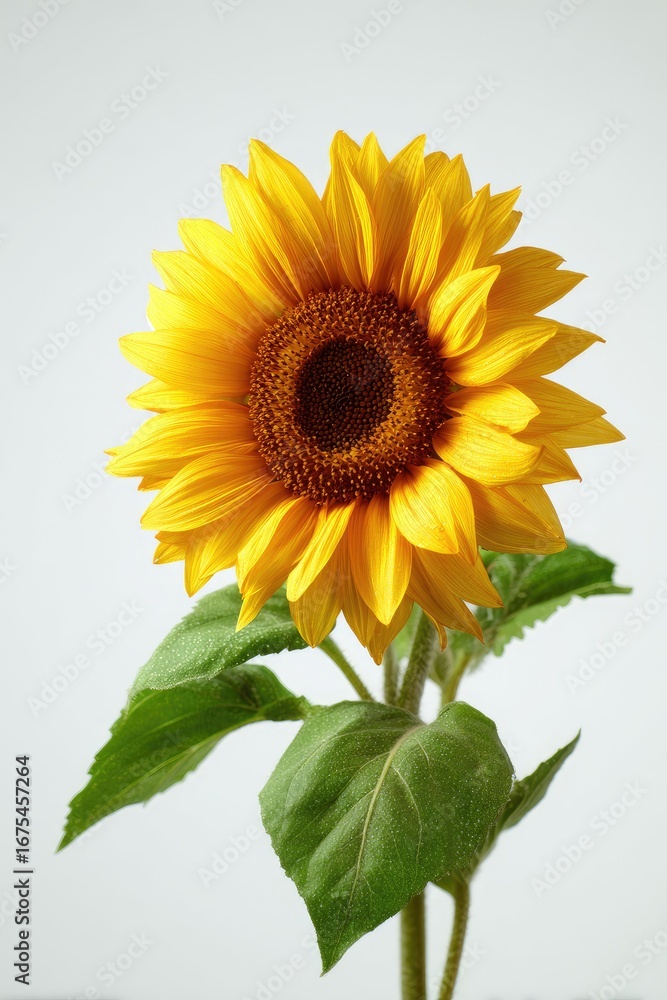 Obraz premium Single sunflower against a light background