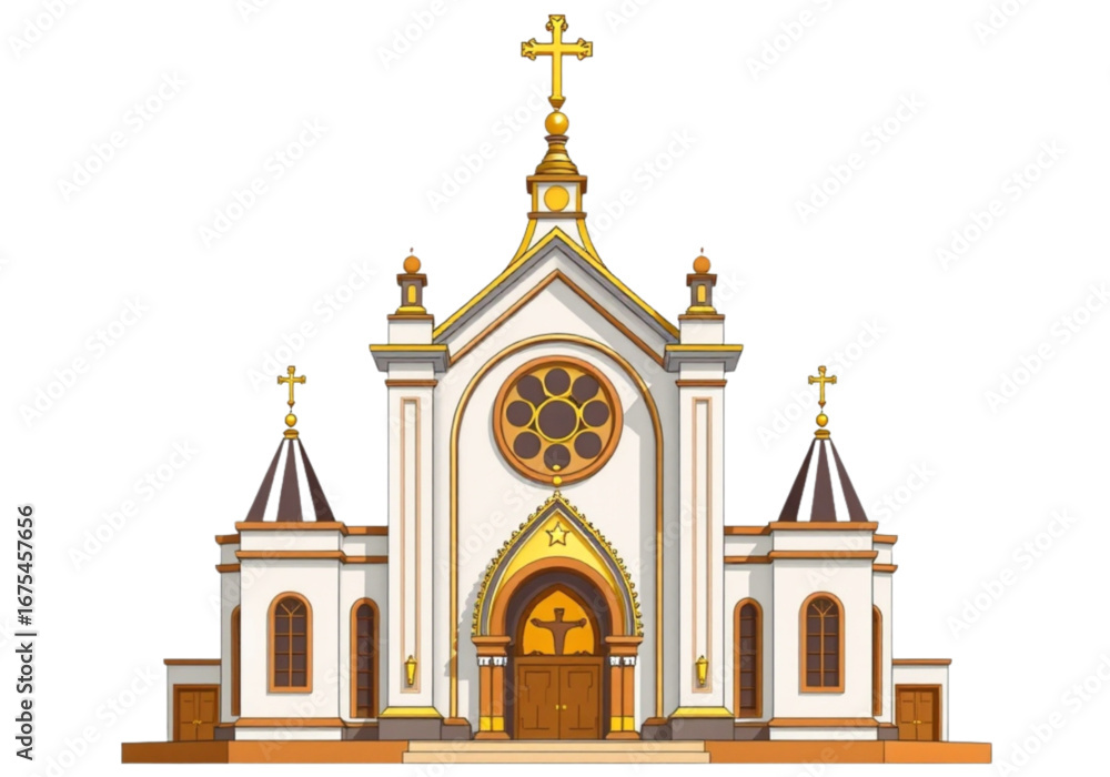 Obraz premium An Amazing New Vector-Style Church Design with a Transparent Background, Perfect for Religious and Architectural-themed Projects.