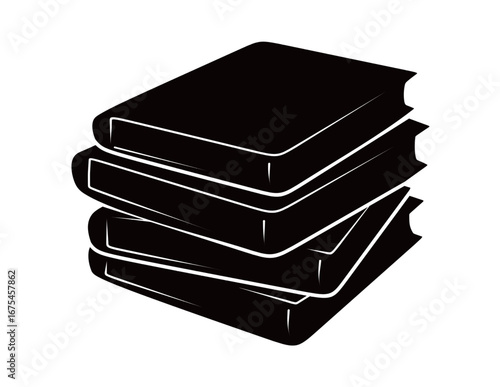 silhouette of a stack of books. textbook concept. vector illustration