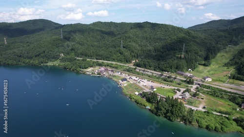 Wallpaper Mural Lake Aoki In Nagano Prefecture Near The Ski Resort Town Of Hakuba During Summer In Japan - Drone Shot Torontodigital.ca