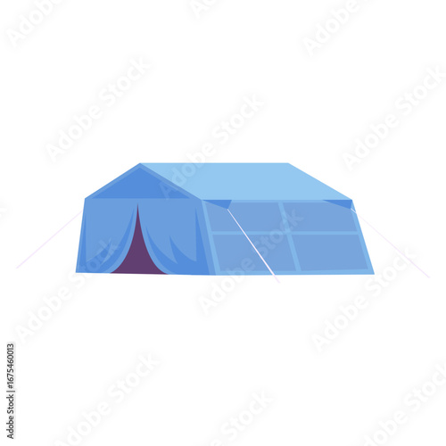 Blue Refugee Tent Icon for Humanitarian Aid and Emergency Shelter