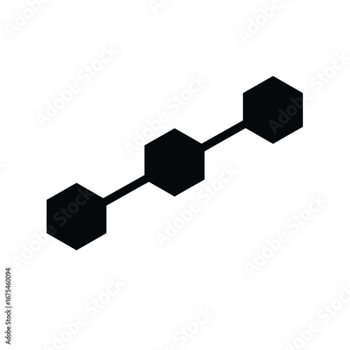 Black geometric shapes connected by lines abstract