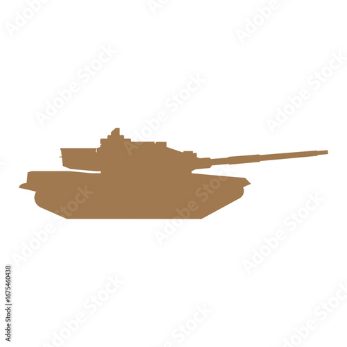 Silhouette of a battle tank isolated on white background for military designs