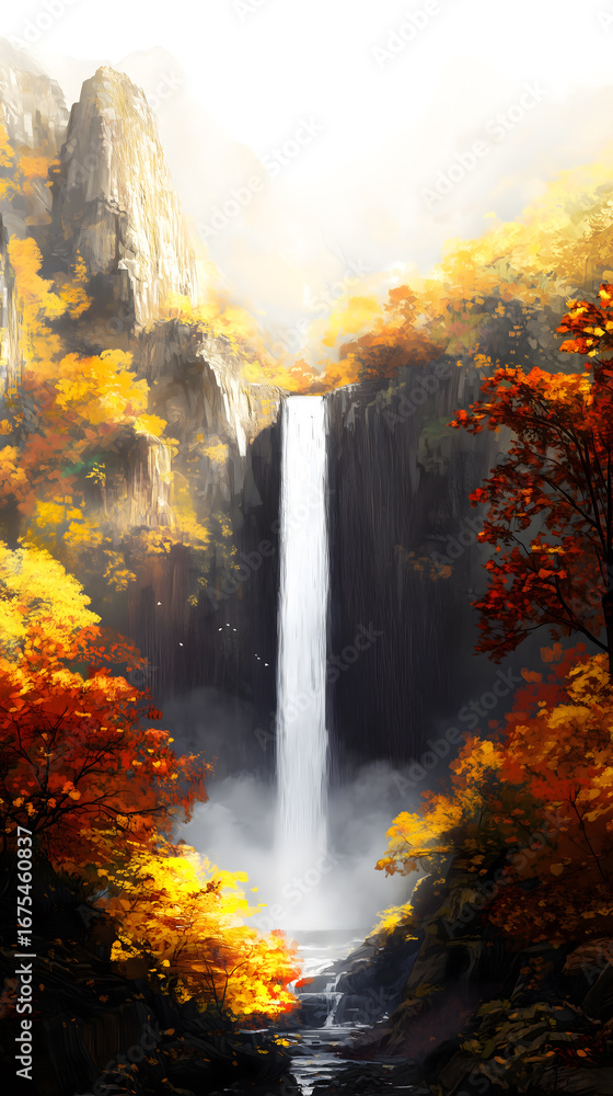 Fototapeta premium Autumn Waterfall Valley