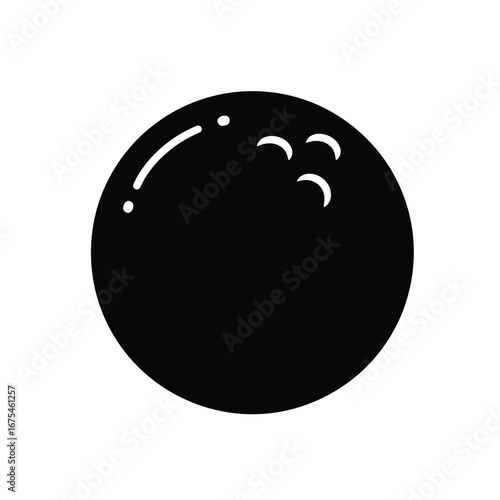 Black bowling ball with white finger holes sport
