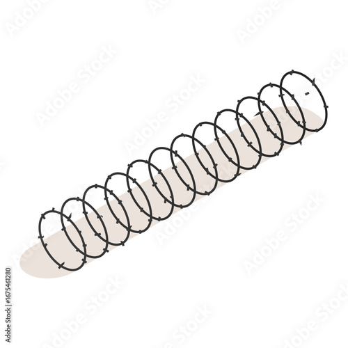 Isolated Barbed Wire Coil Element for Enhanced Security and Perimeter Defense Illustration