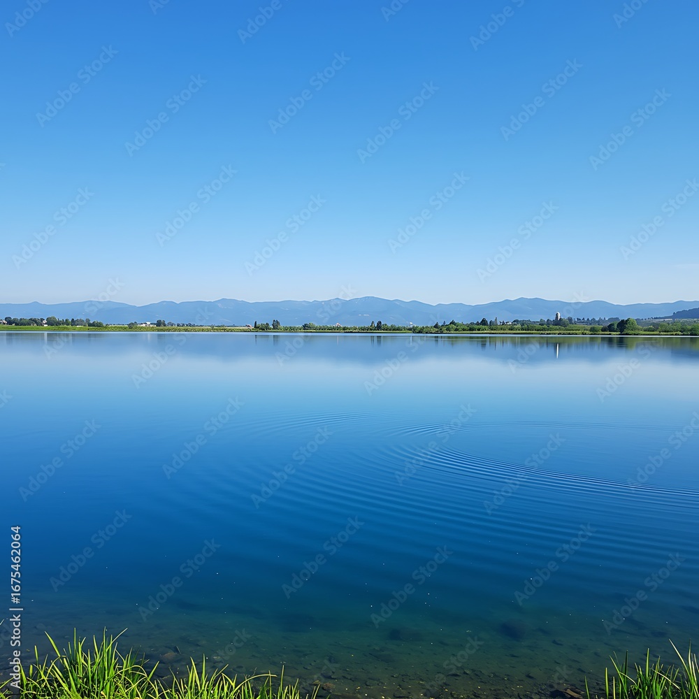 Fototapeta premium 碧空と鏡面の水面