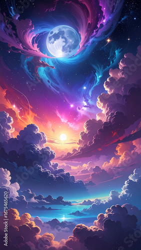 Colorful celestial cloudscape artwork