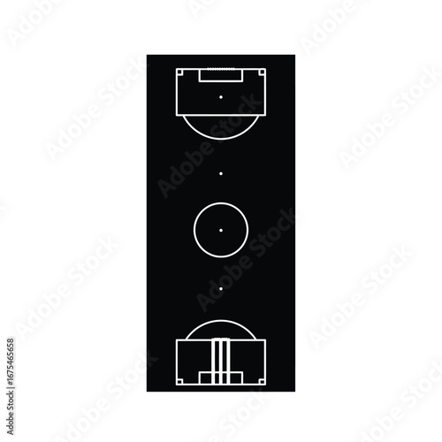 Soccer field diagram white lines black background vector