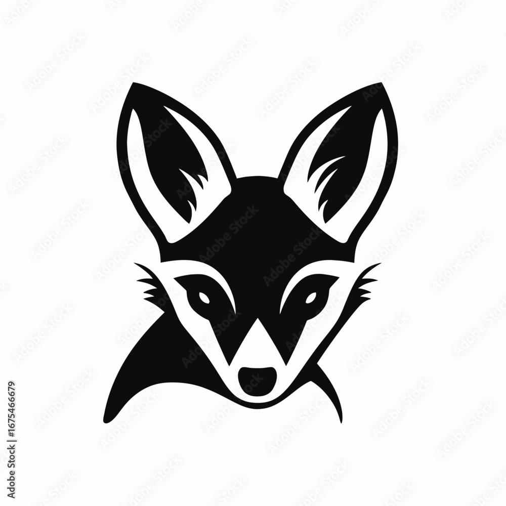 Fototapeta premium Bold stylized fox head with high contrast minimalist design, a silhouette