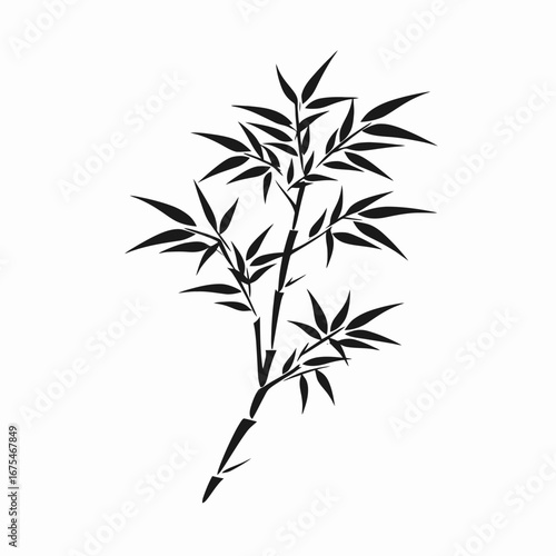 Serene botanical bamboo art illustration, a minimalist plant vector silhouette