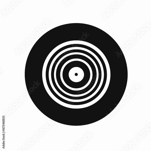 Retro record vinyl music concentric circles black and white design silhouette