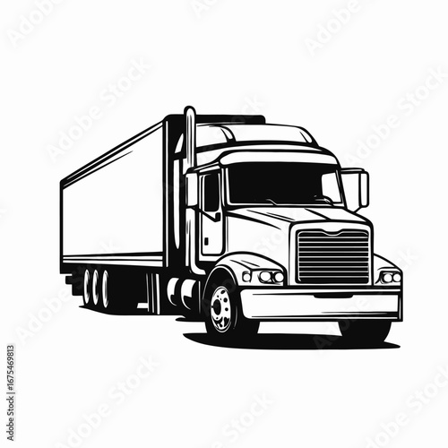 Bold semi truck vector art for logistics company design silhouette