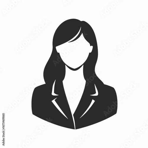 Businesswoman with suit and long hair abstract avatar style silhouette