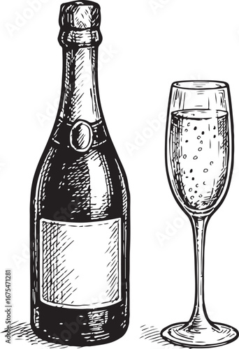 champagne bottle and glasses