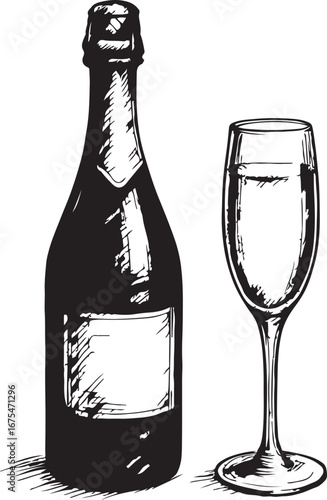 champagne bottle and glasses