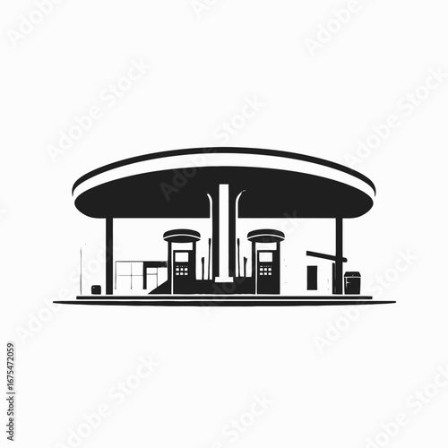 Gas station canopy with pump silhouette for commercial transportation needs silhouette