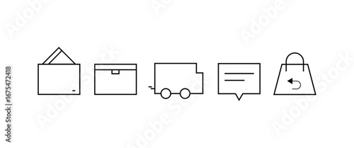 Delivery Process Order Package Truck Courier Payment Icon.
