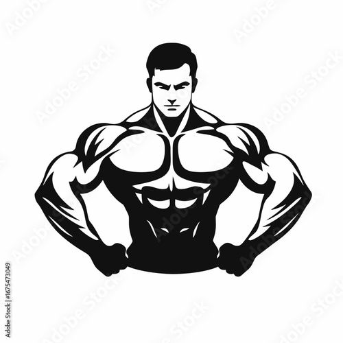 Powerful physique artistic human bodybuilder icon athlete showing strength silhouette