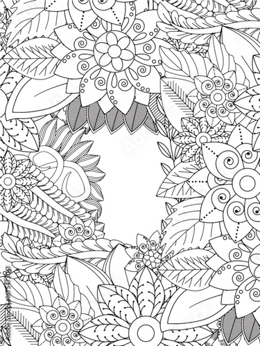 DIY craft floral frame Coloring pages for adults and kids and kdp  